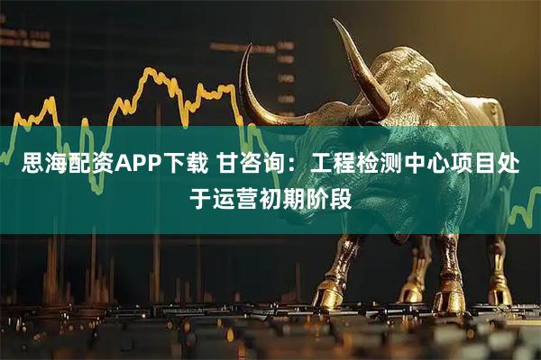 思海配资APP下载 甘咨询：工程检测中心项目处于运营初期阶段